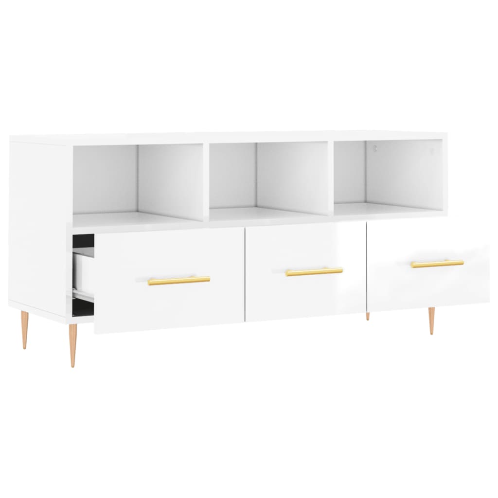 Tv-Meubel 02X36X50 Cm Bewerkt Hout Hoogglans wit
