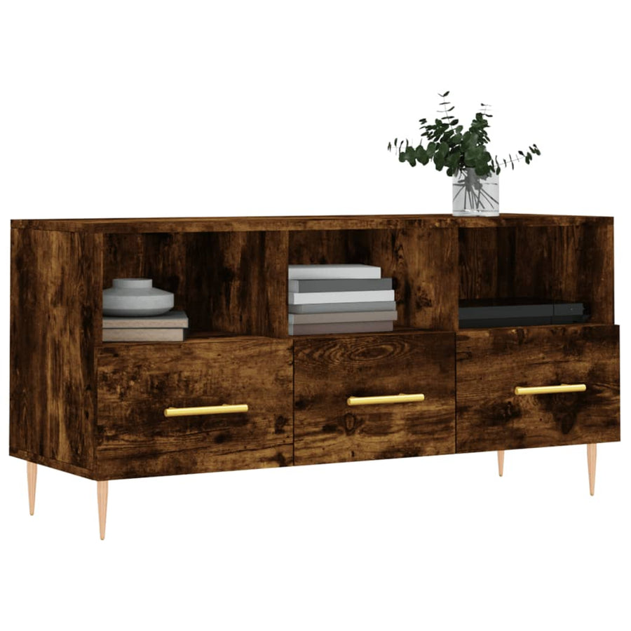 Tv-Meubel 02X36X50 Cm Bewerkt Hout Kleurig Gerookt eiken