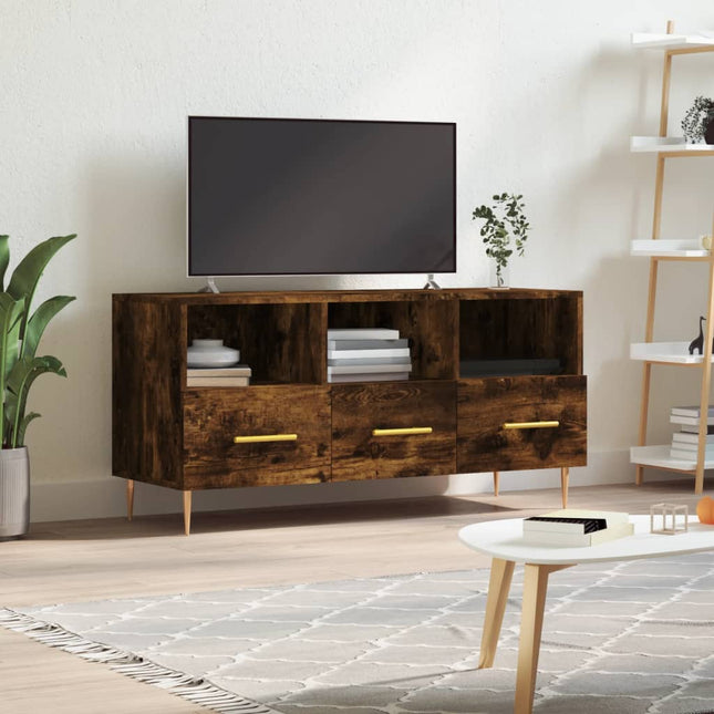 Tv-Meubel 02X36X50 Cm Bewerkt Hout Kleurig Gerookt eiken