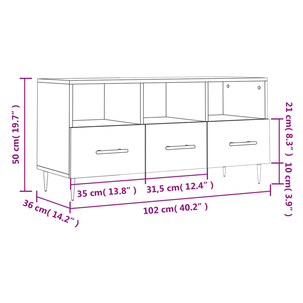 Tv-Meubel 02X36X50 Cm Bewerkt Hout Eikenkleurig Grijs sonoma