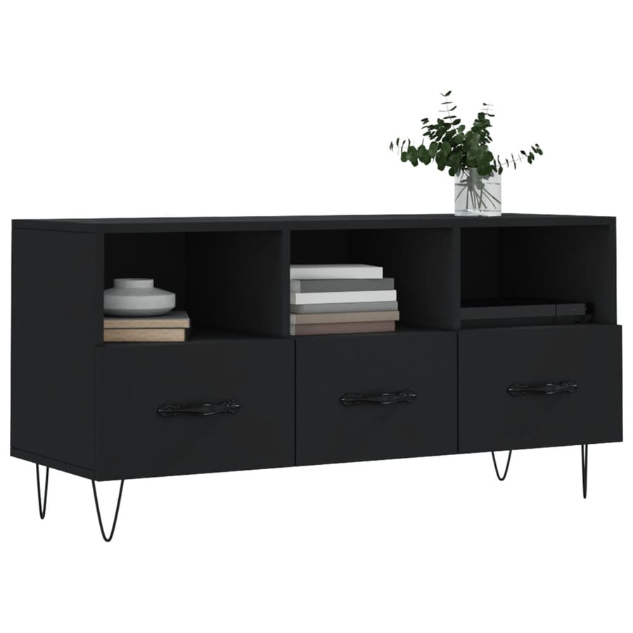 Tv-Meubel 02X36X50 Cm Bewerkt Hout Zwart