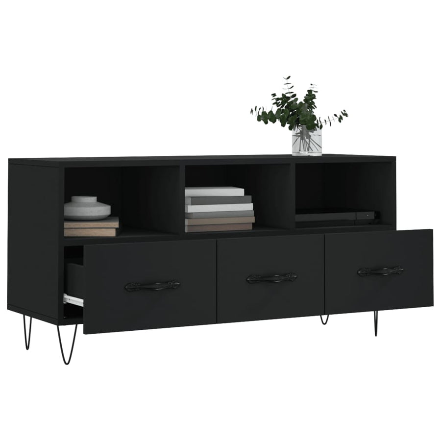 Tv-Meubel 02X36X50 Cm Bewerkt Hout Zwart