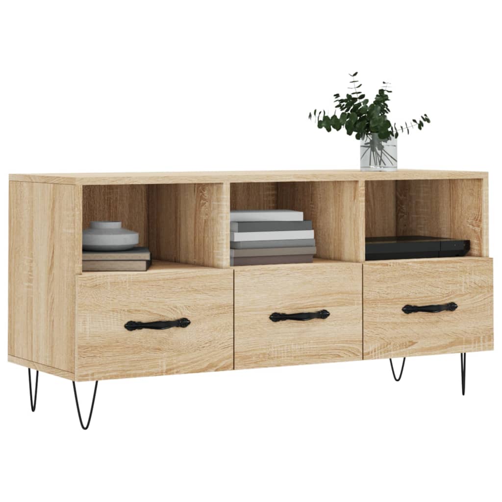 Tv-Meubel 02X36X50 Cm Bewerkt Hout Kleurig Sonoma eiken