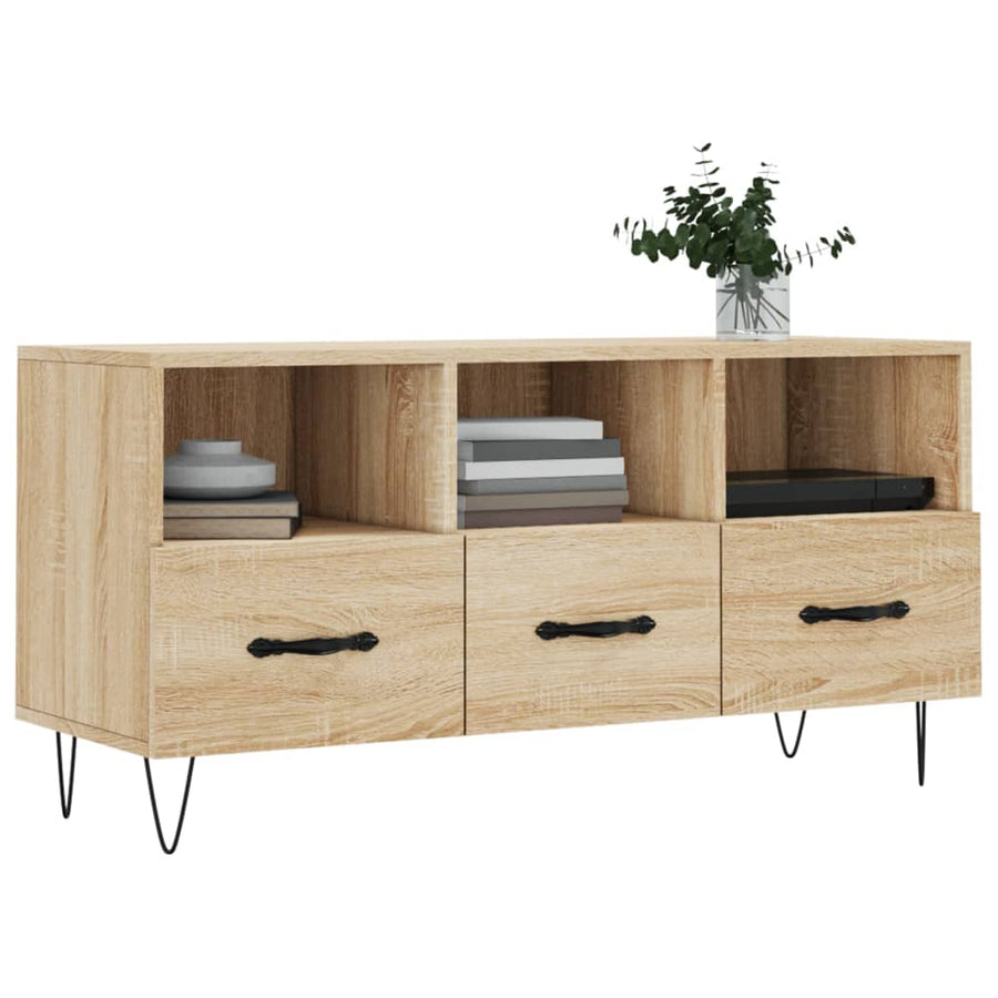 Tv-Meubel 02X36X50 Cm Bewerkt Hout Kleurig Sonoma eiken