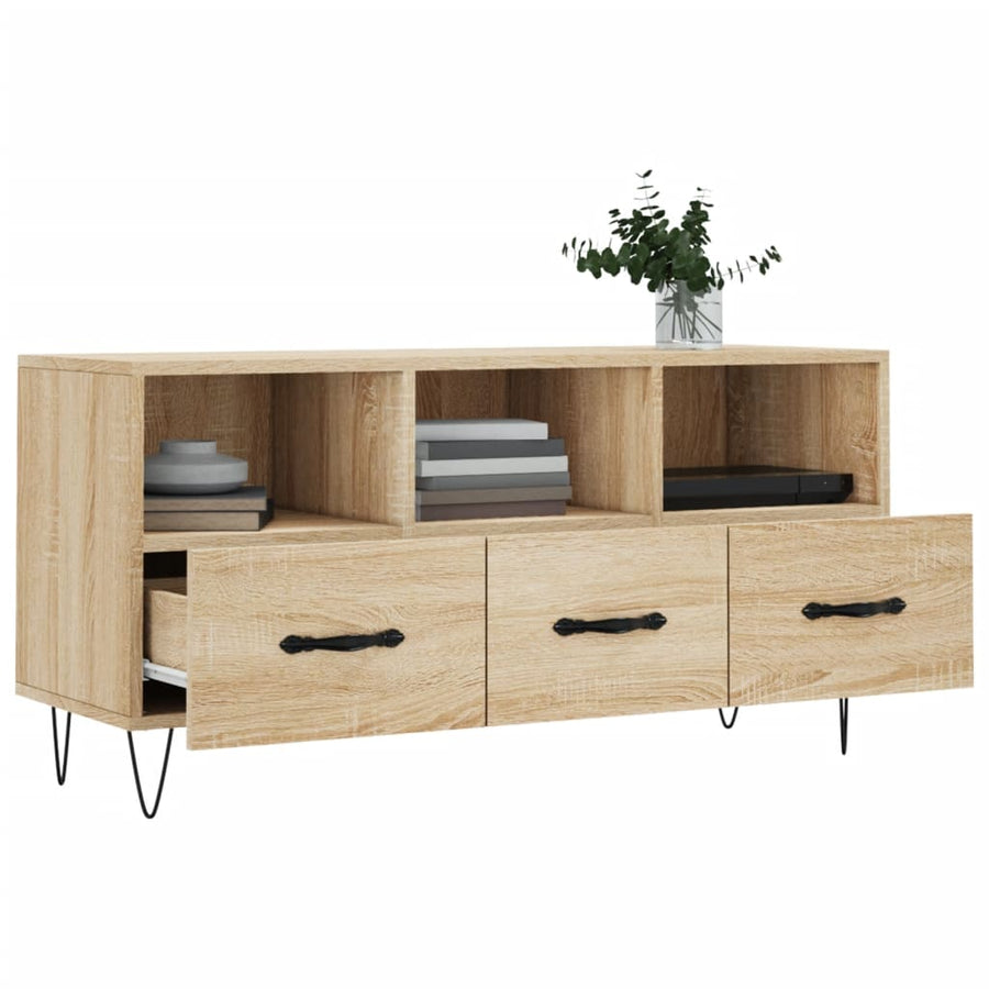 Tv-Meubel 02X36X50 Cm Bewerkt Hout Kleurig Sonoma eiken