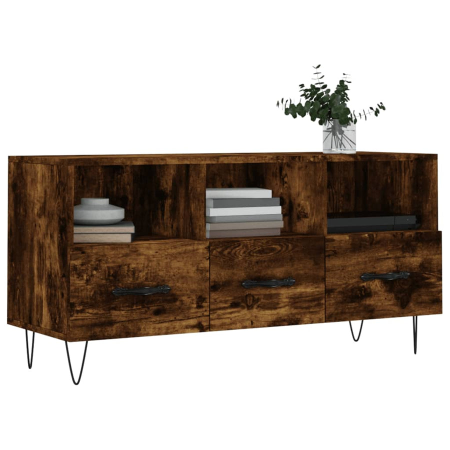 Tv-Meubel 02X36X50 Cm Bewerkt Hout Kleurig Gerookt eiken