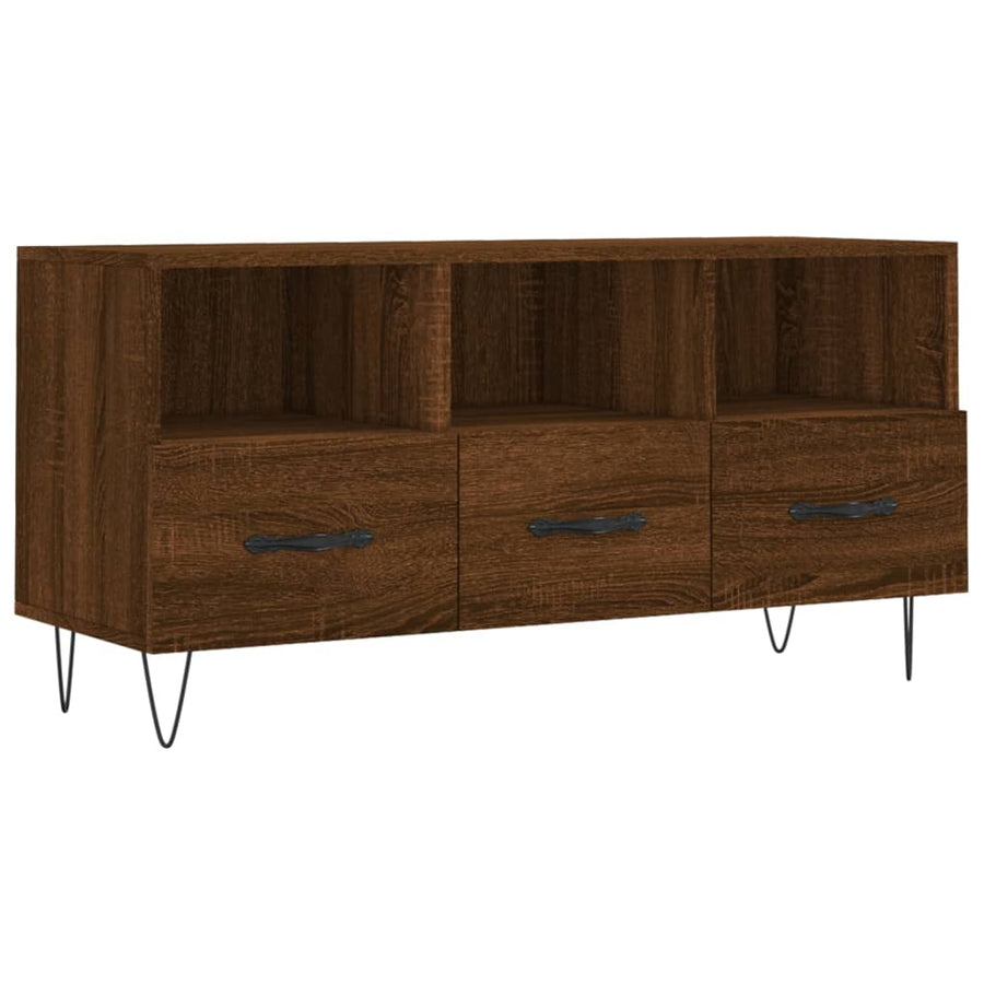 Tv-Meubel 02X36X50 Cm Bewerkt Hout Bruin Eikenkleur Bruineiken