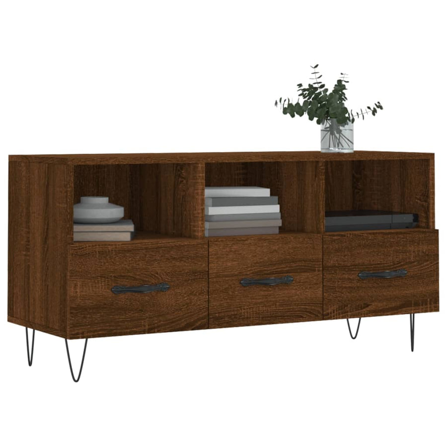 Tv-Meubel 02X36X50 Cm Bewerkt Hout Bruin Eikenkleur Bruineiken