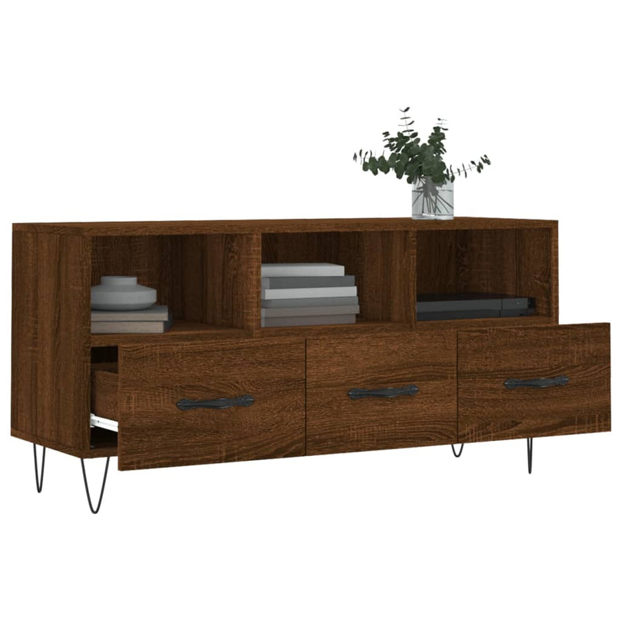Tv-Meubel 02X36X50 Cm Bewerkt Hout Bruin Eikenkleur Bruineiken