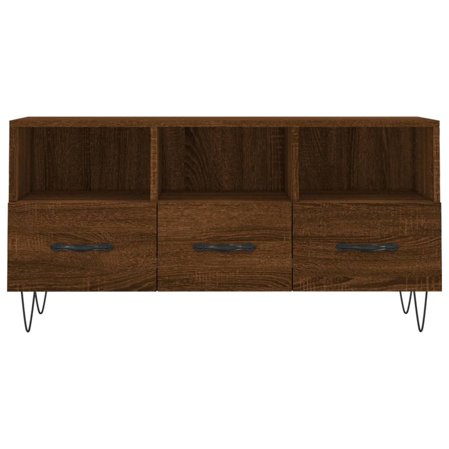 Tv-Meubel 02X36X50 Cm Bewerkt Hout Bruin Eikenkleur Bruineiken