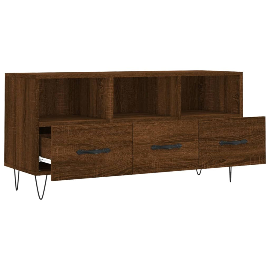 Tv-Meubel 02X36X50 Cm Bewerkt Hout Bruin Eikenkleur Bruineiken