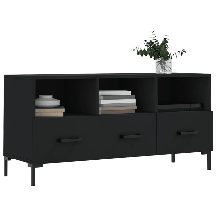 Tv-Meubel 02X36X50 Cm Bewerkt Hout Zwart