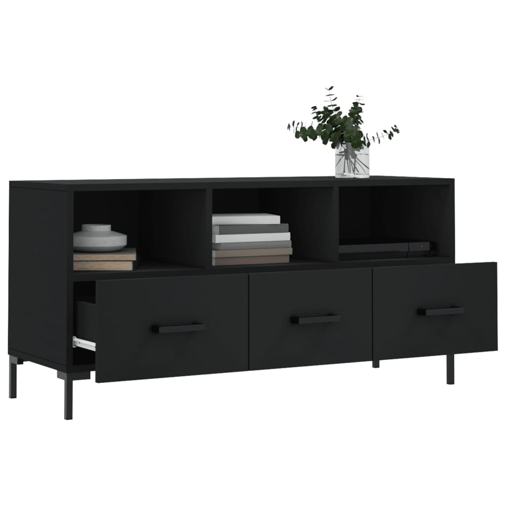 Tv-Meubel 02X36X50 Cm Bewerkt Hout Zwart