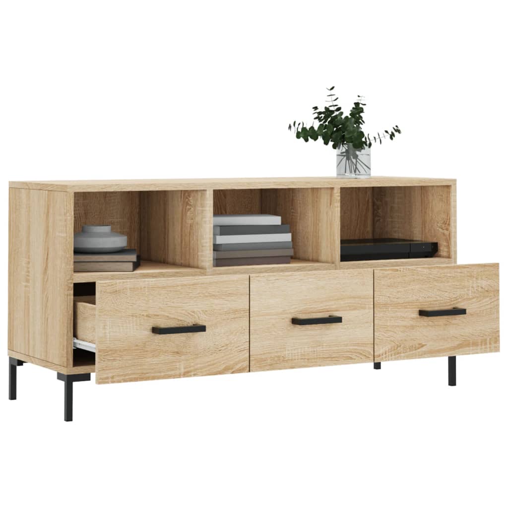 Tv-Meubel 02X36X50 Cm Bewerkt Hout Kleurig Sonoma eiken