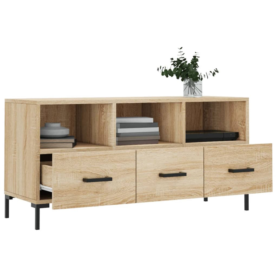 Tv-Meubel 02X36X50 Cm Bewerkt Hout Kleurig Sonoma eiken