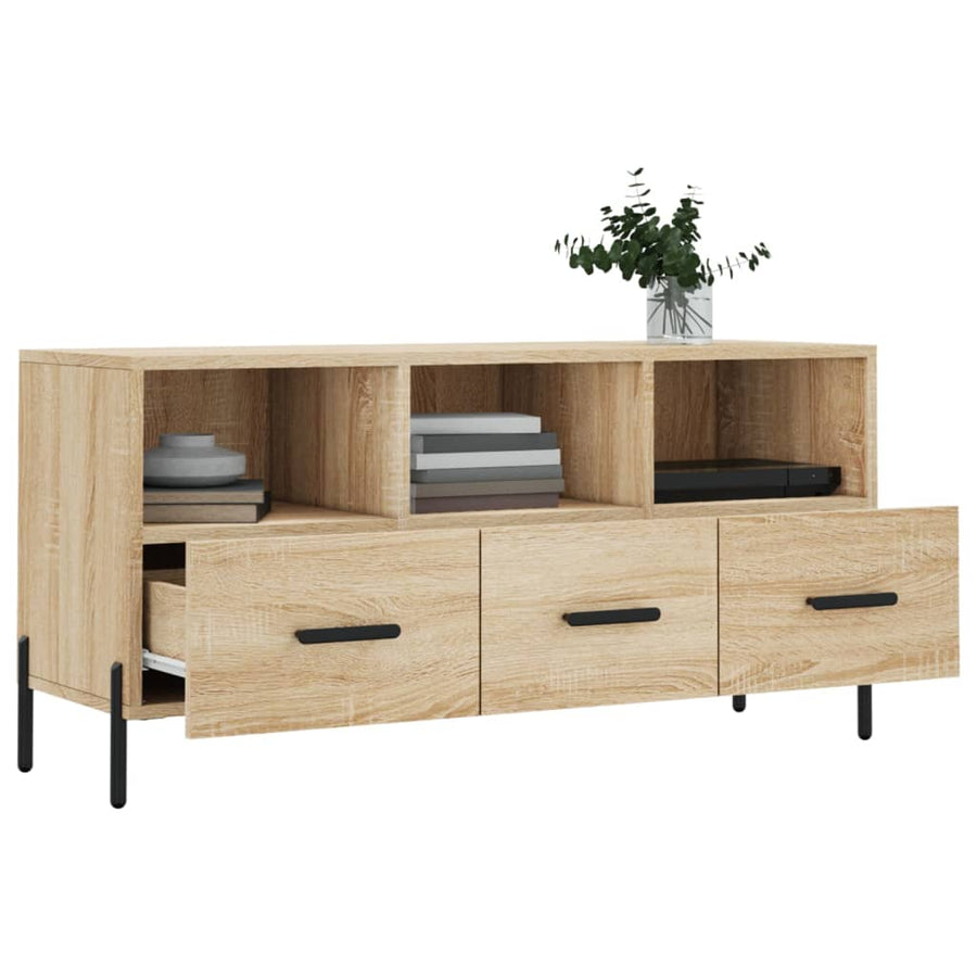 Tv-Meubel 02X36X50 Cm Bewerkt Hout Kleurig Sonoma eiken