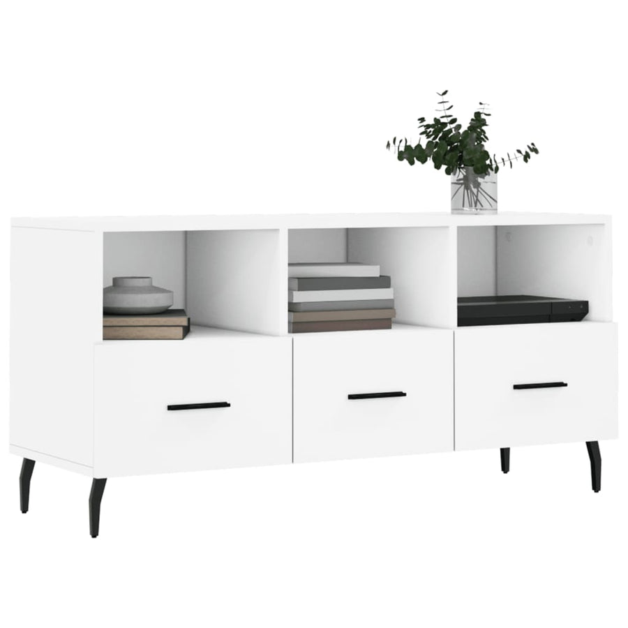 Tv-Meubel 02X36X50 Cm Bewerkt Hout Wit