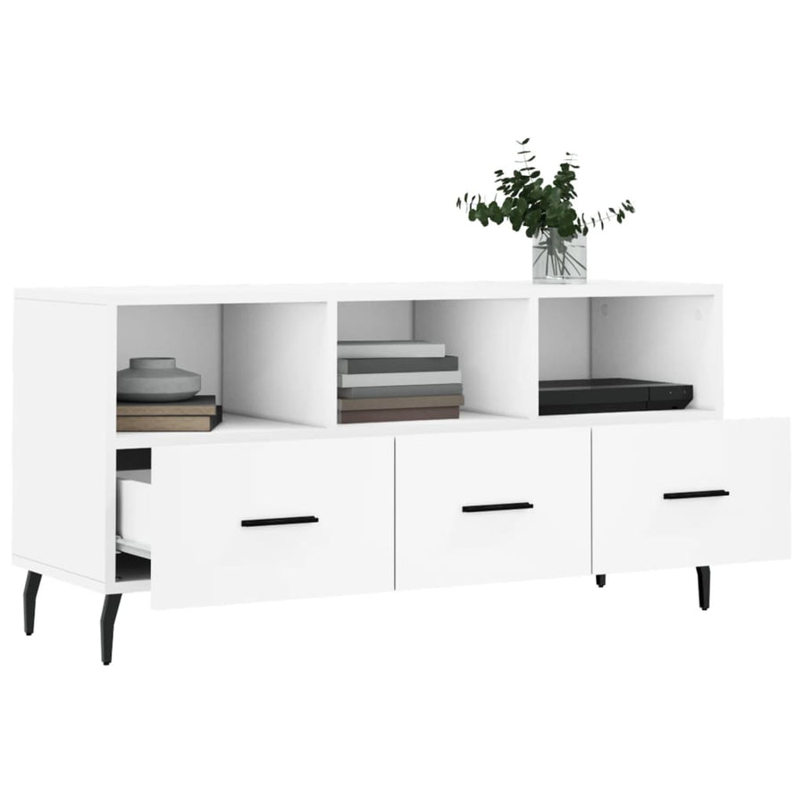 Tv-Meubel 02X36X50 Cm Bewerkt Hout Wit