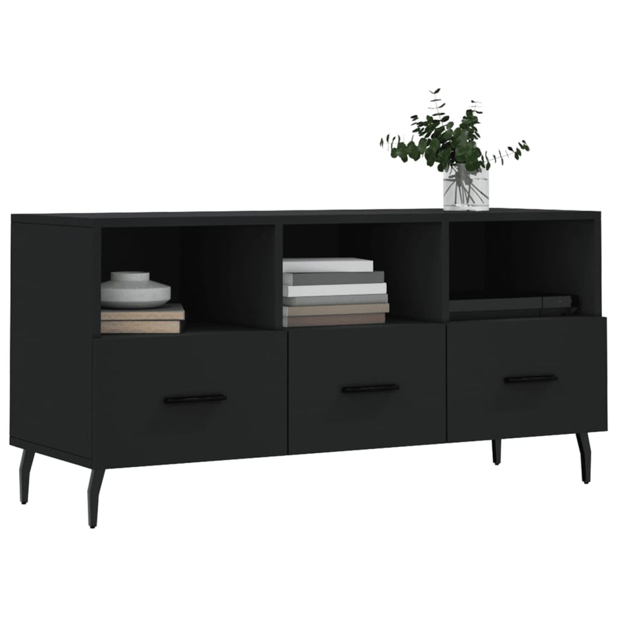 Tv-Meubel 02X36X50 Cm Bewerkt Hout Zwart