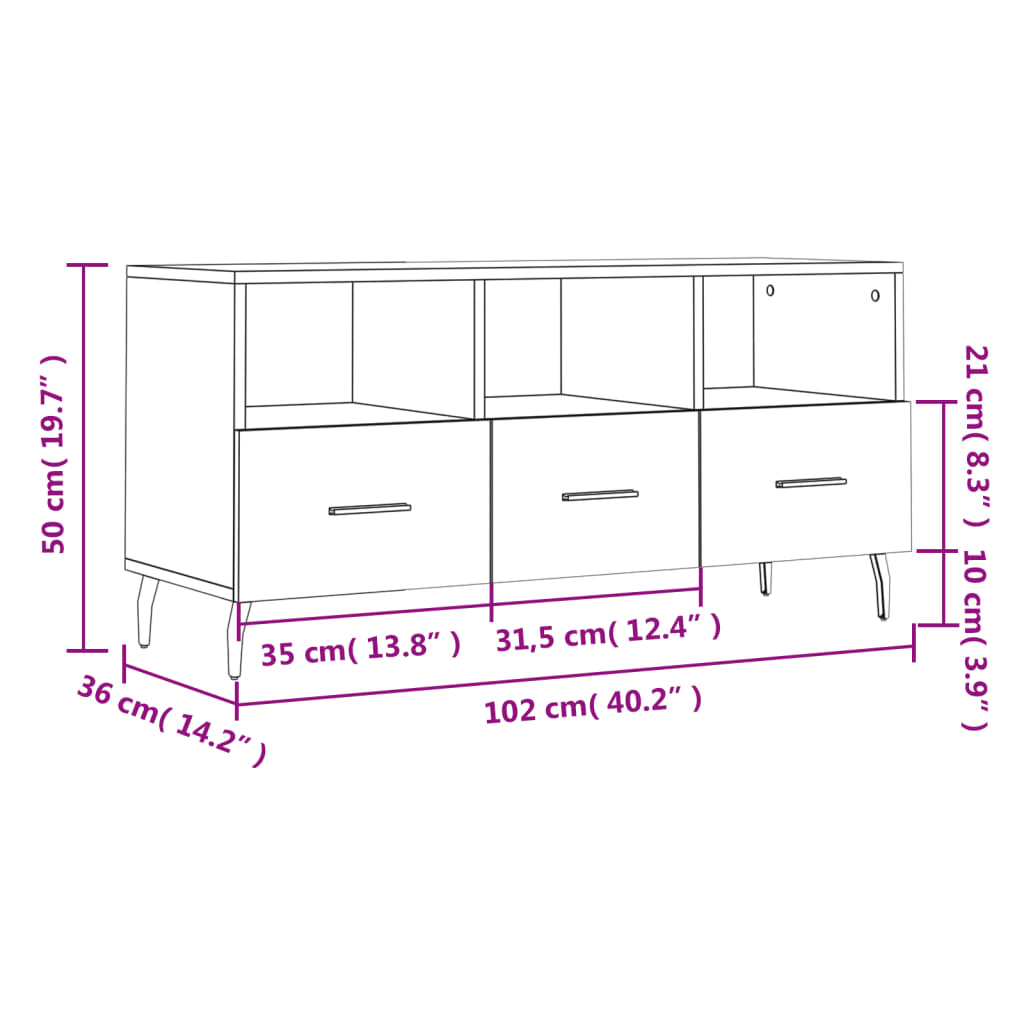 Tv-Meubel 02X36X50 Cm Bewerkt Hout Zwart