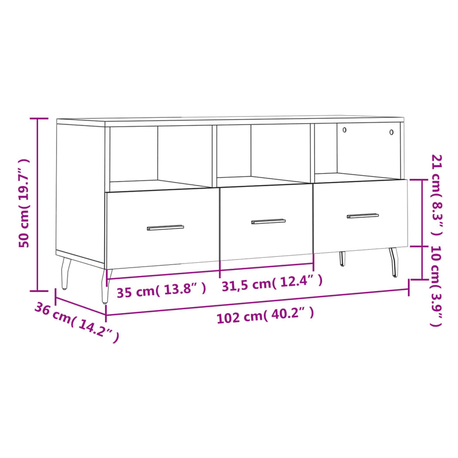 Tv-Meubel 02X36X50 Cm Bewerkt Hout Zwart