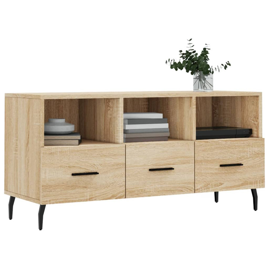 Tv-Meubel 02X36X50 Cm Bewerkt Hout Kleurig Sonoma eiken