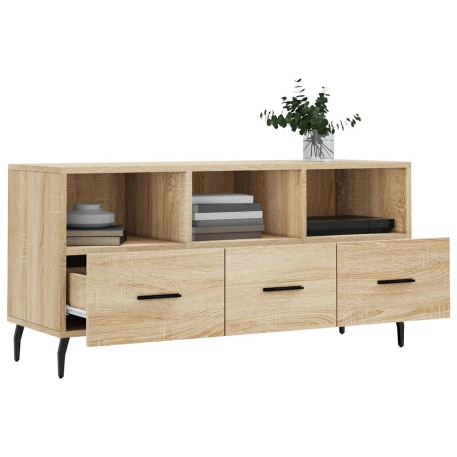 Tv-Meubel 02X36X50 Cm Bewerkt Hout Kleurig Sonoma eiken