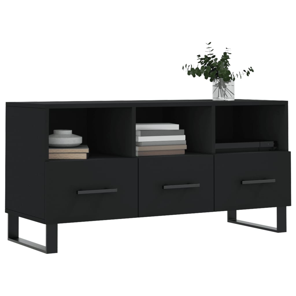 Tv-Meubel 02X36X50 Cm Bewerkt Hout Zwart