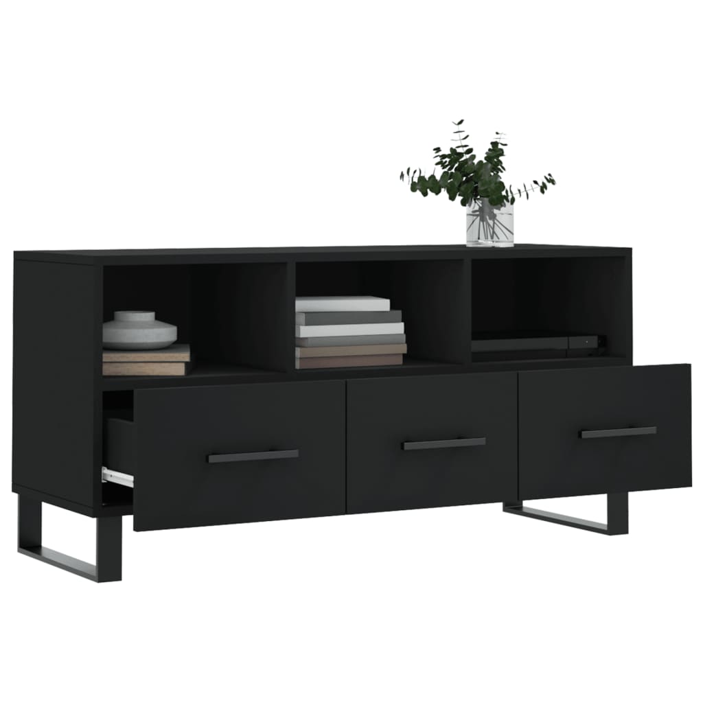 Tv-Meubel 02X36X50 Cm Bewerkt Hout Zwart