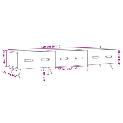 Tv-Meubel 50X36X30 Cm Bewerkt Hout Zwart