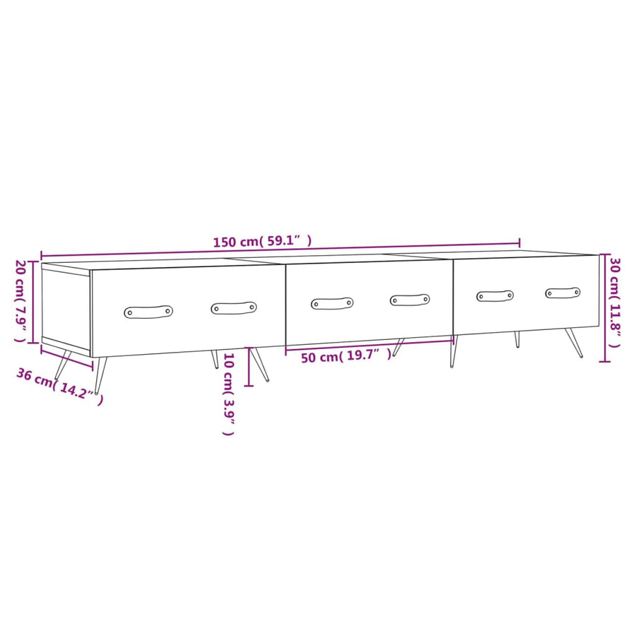 Tv-Meubel 50X36X30 Cm Bewerkt Hout Betongrijs