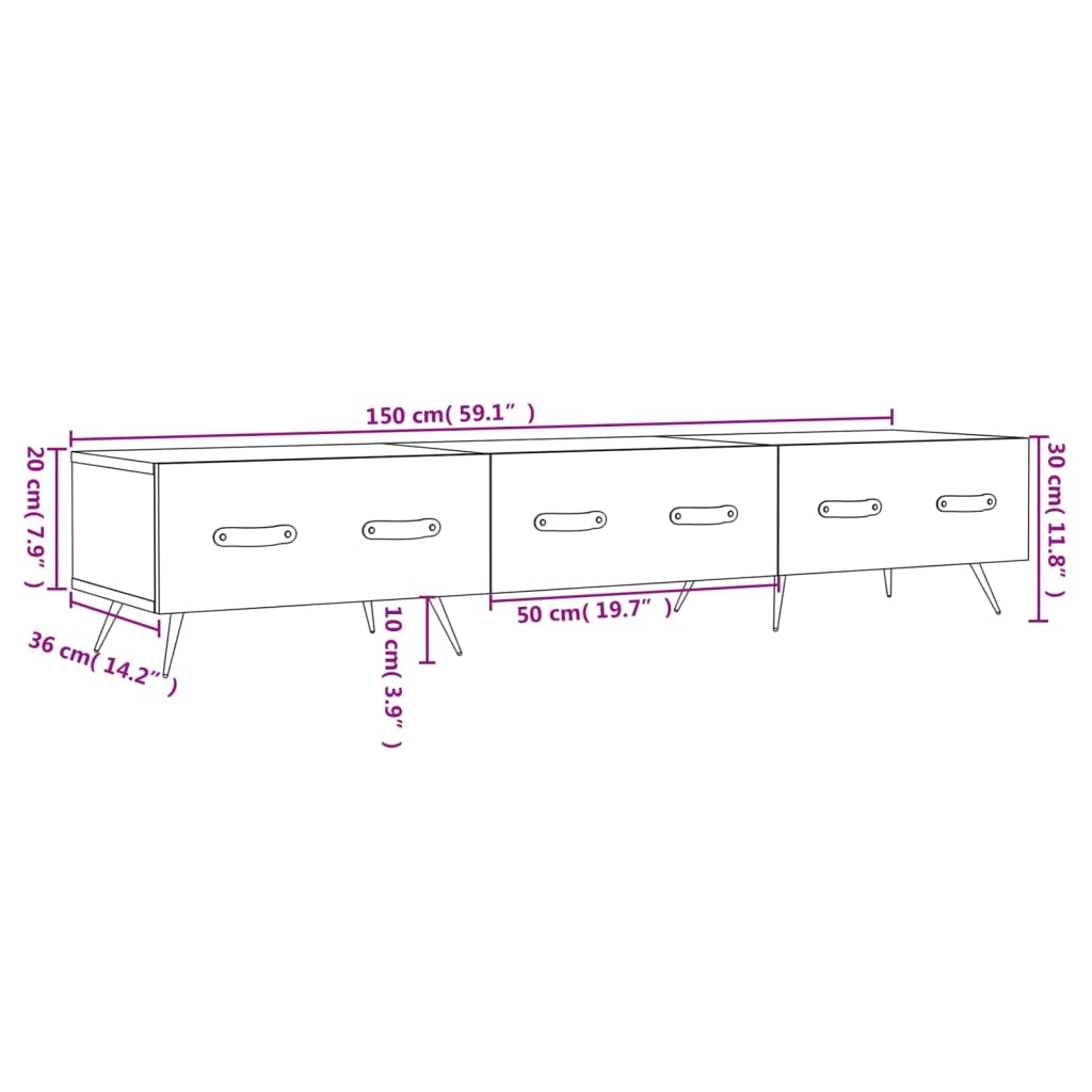 Tv-Meubel 50X36X30 Cm Bewerkt Hout Eikenkleurig Grijs sonoma