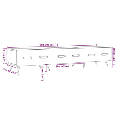 Tv-Meubel 50X36X30 Cm Bewerkt Hout Eikenkleurig Grijs sonoma