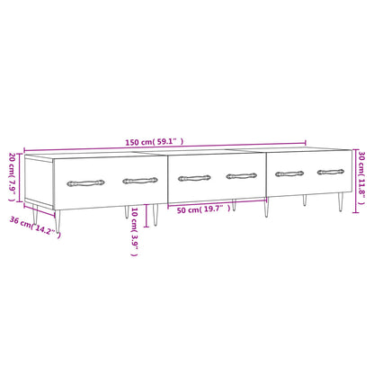 Tv-Meubel 50X36X30 Cm Bewerkt Hout Wit
