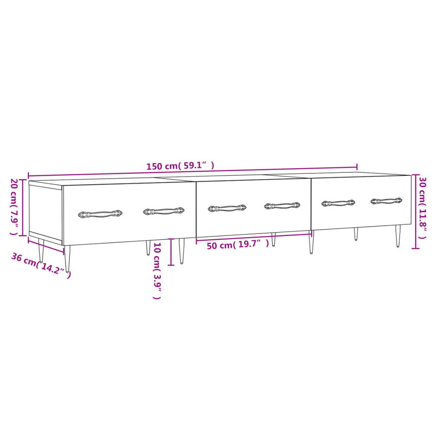 Tv-Meubel 50X36X30 Cm Bewerkt Hout Betongrijs