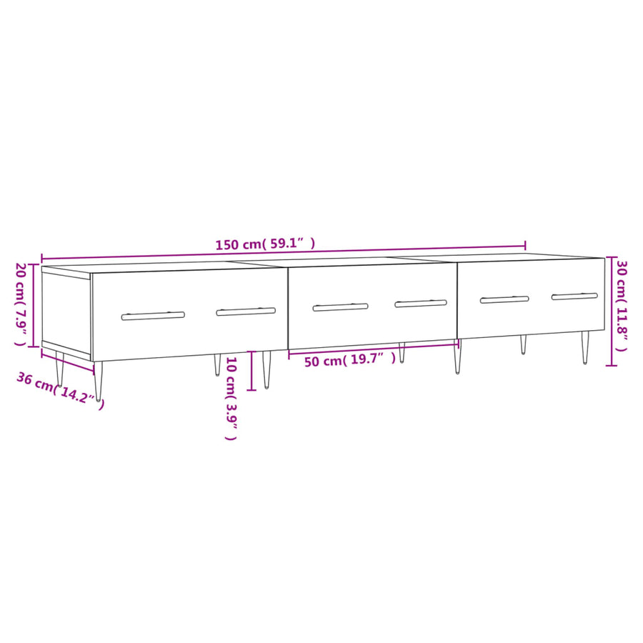 Tv-Meubel 150X36X30 Cm Bewerkt Hout Kleurig Sonoma eiken