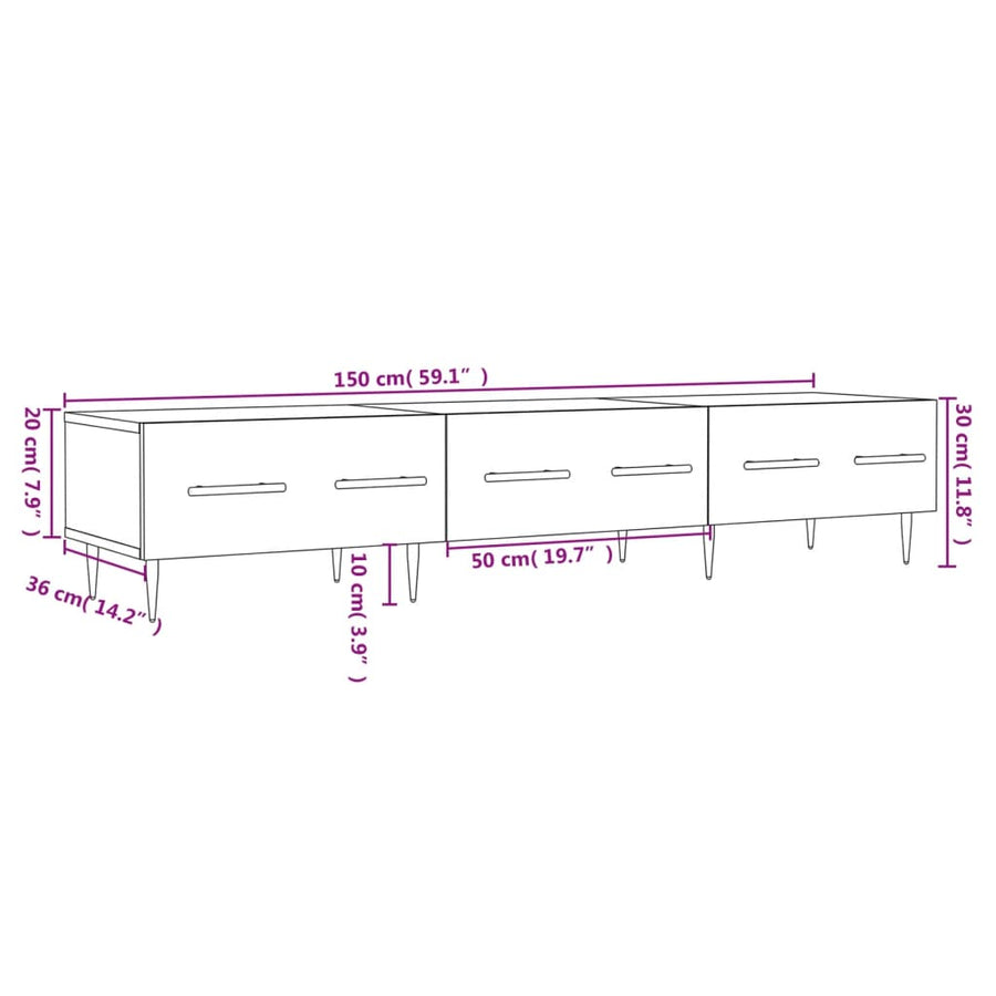 Tv-Meubel 150X36X30 Cm Bewerkt Hout Kleurig Gerookt eiken