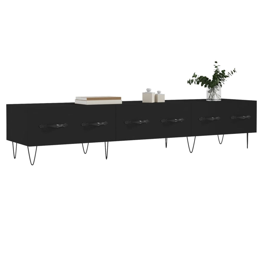 Tv-Meubel 50X36X30 Cm Bewerkt Hout Zwart