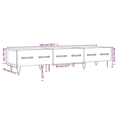 Tv-Meubel 50X36X30 Cm Bewerkt Hout Zwart