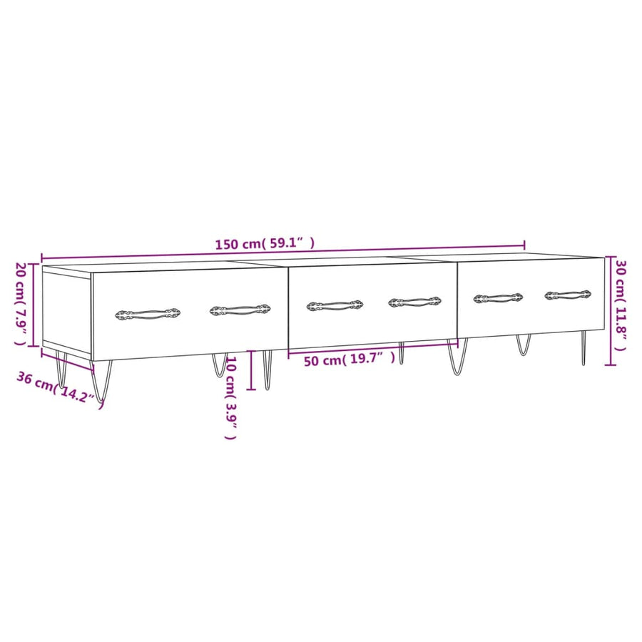 Tv-Meubel 50X36X30 Cm Bewerkt Hout Zwart
