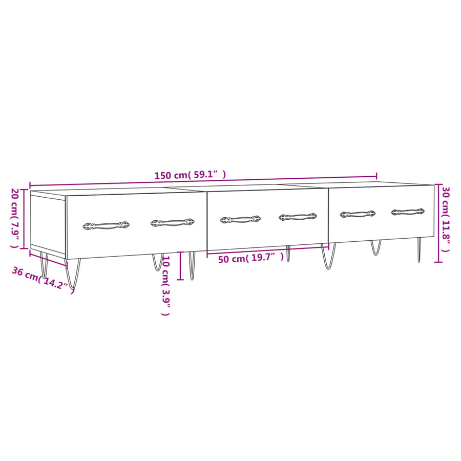 Tv-Meubel 50X36X30 Cm Bewerkt Hout Betongrijs
