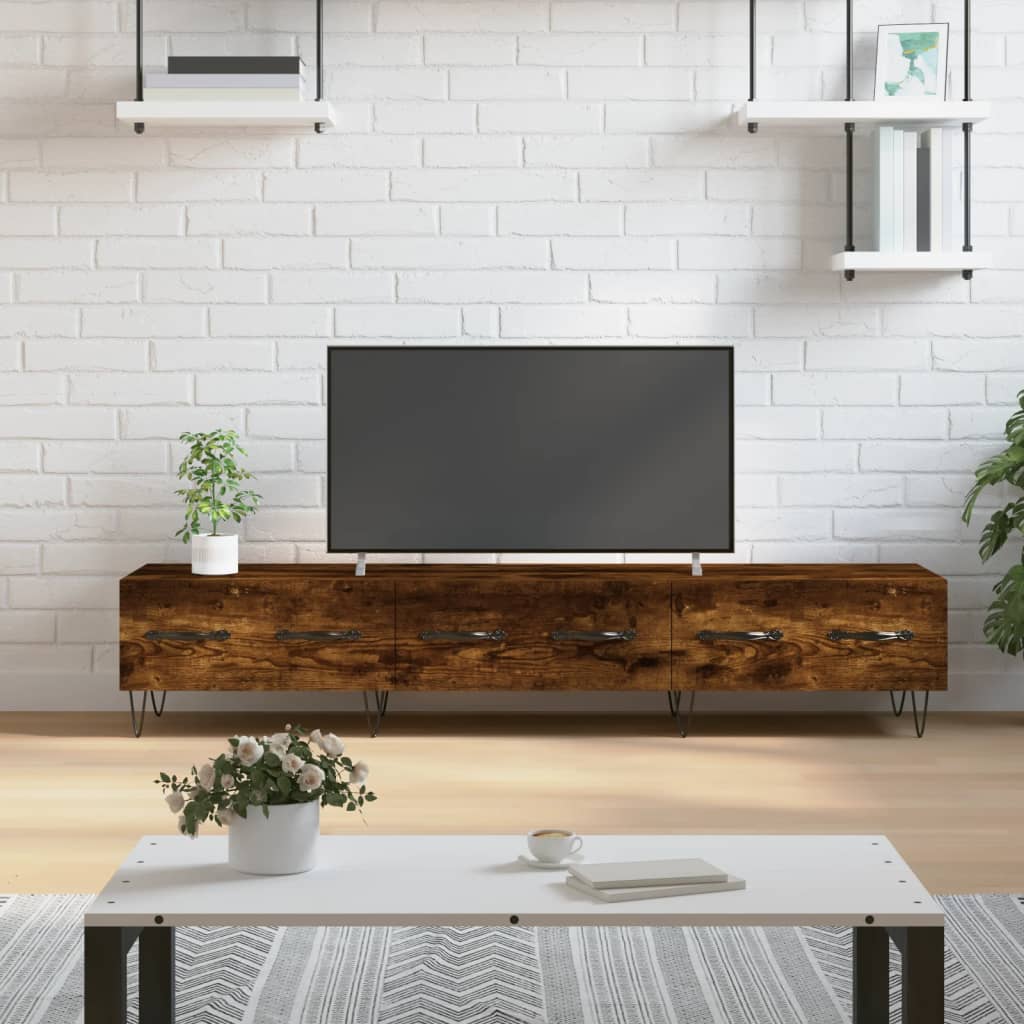 Tv-Meubel 150X36X30 Cm Bewerkt Hout Kleurig Gerookt eiken