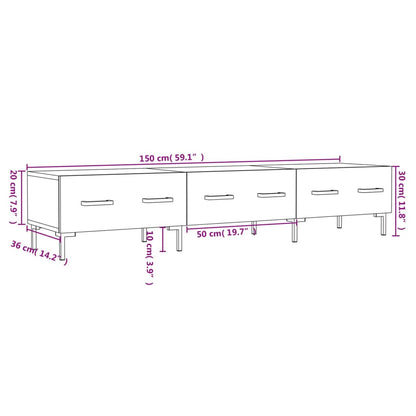 Tv-Meubel 50X36X30 Cm Bewerkt Hout Zwart