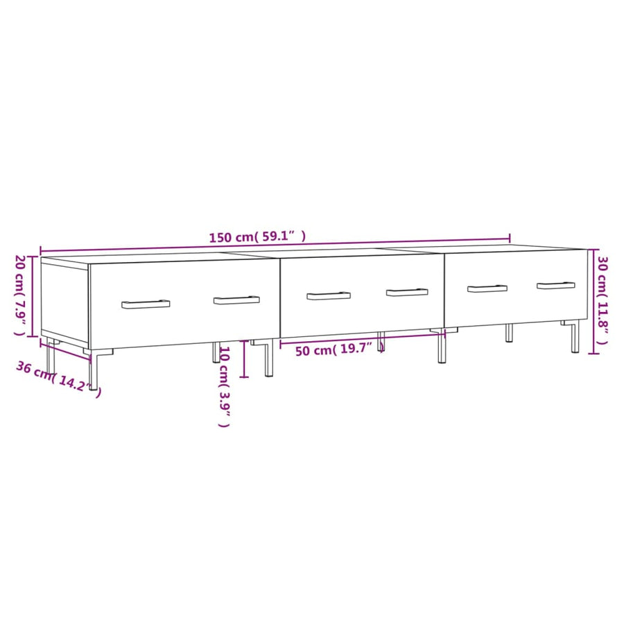Tv-Meubel 50X36X30 Cm Bewerkt Hout Zwart