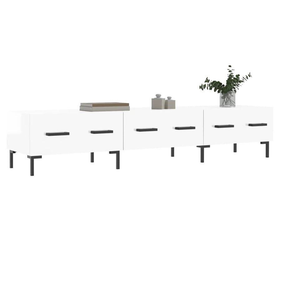Tv-Meubel 50X36X30 Cm Bewerkt Hout Hoogglans wit