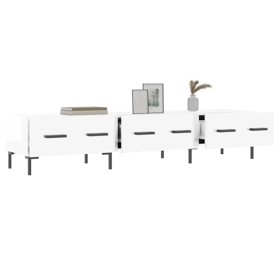 Tv-Meubel 50X36X30 Cm Bewerkt Hout Hoogglans wit