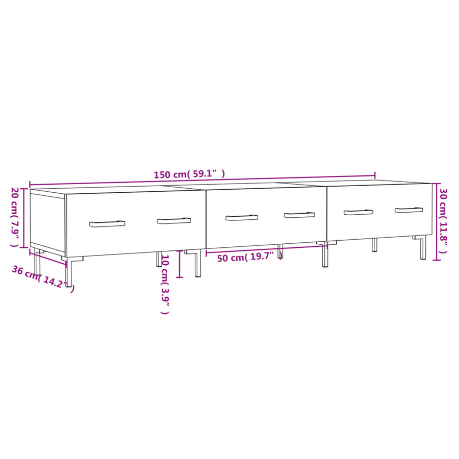 Tv-Meubel 50X36X30 Cm Bewerkt Hout Betongrijs