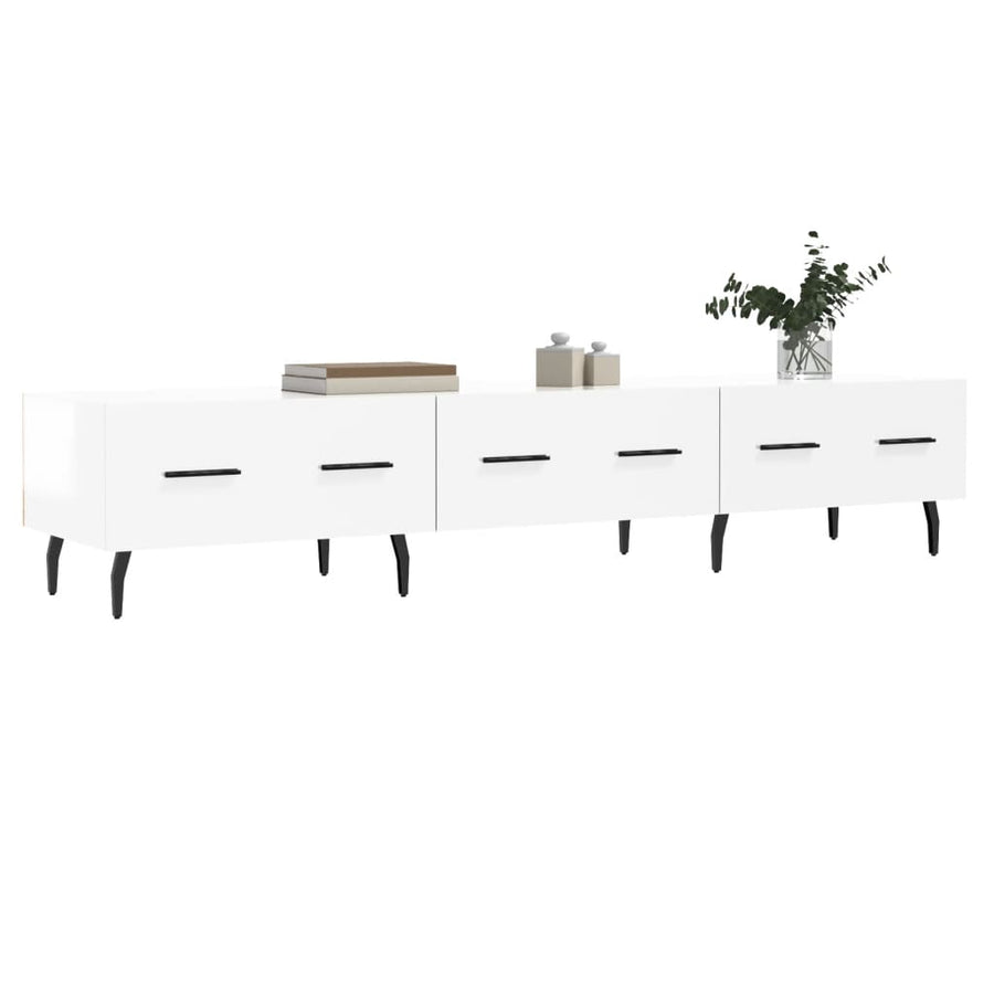 Tv-Meubel 50X36X30 Cm Bewerkt Hout Hoogglans wit