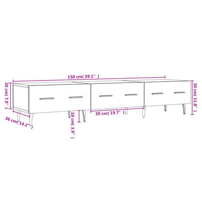 Tv-Meubel 50X36X30 Cm Bewerkt Hout Hoogglans wit