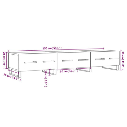 Tv-Meubel 50X36X30 Cm Bewerkt Hout Wit